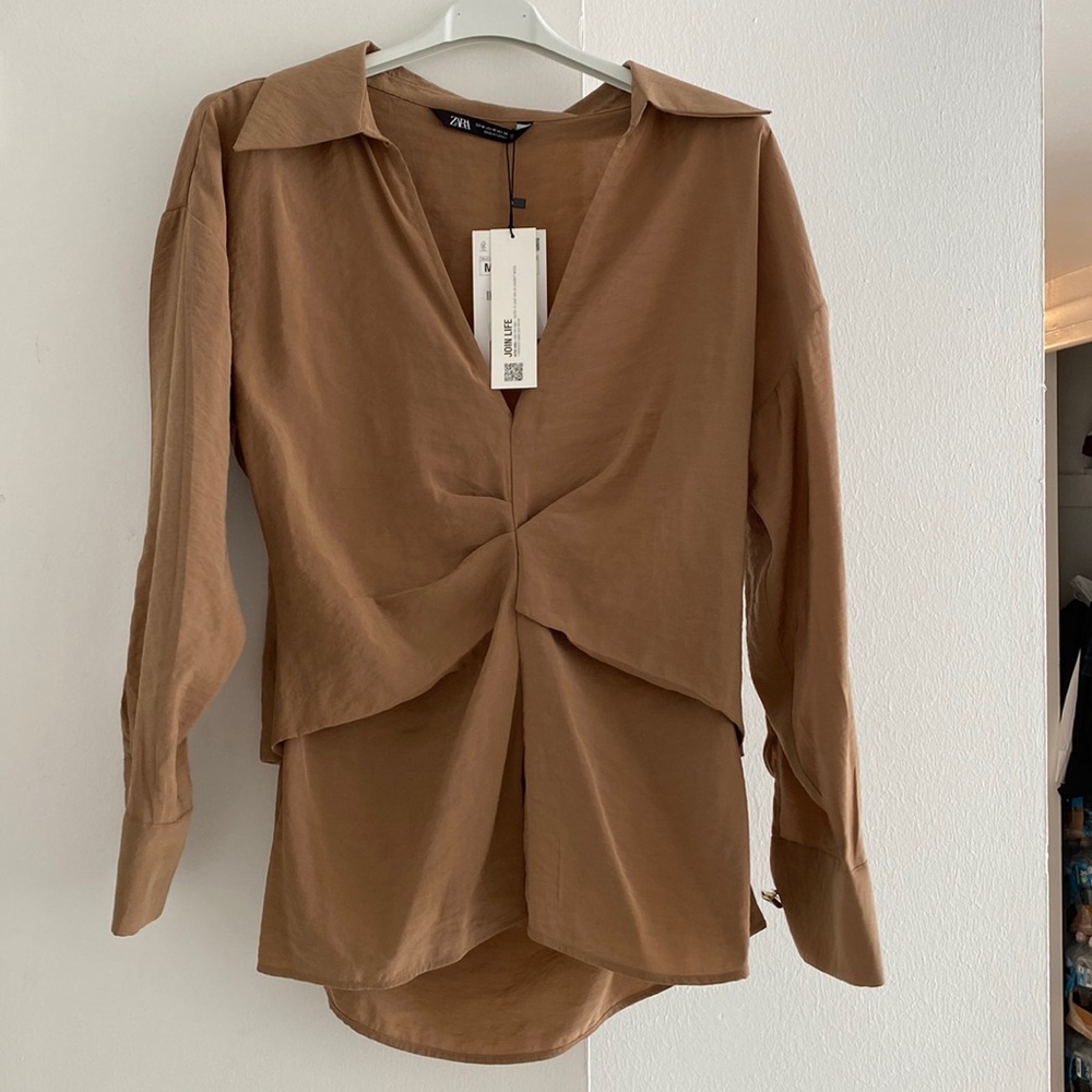 Zara silk ruched top NWT